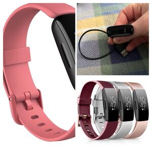 Fitbit Inspire 2 Bundle- Original Sm/Lg straps, 3 Sm straps and Charger ⌚️